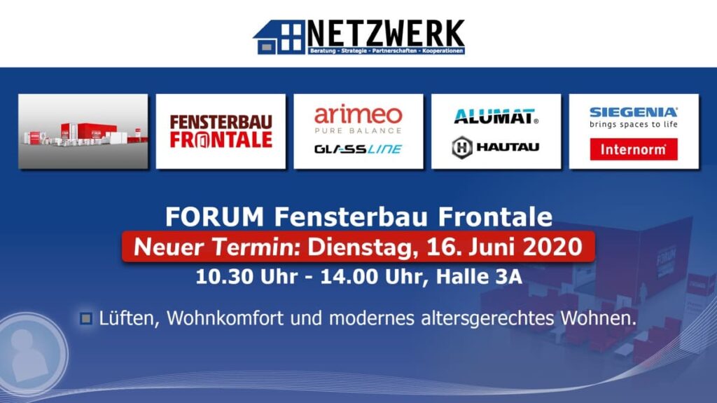 Neuer Termin Forum Fensterbau Frontale