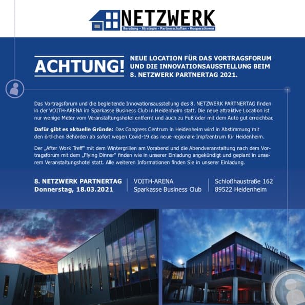 Einleger neue location 8. NETZWERK Partnertag 2021