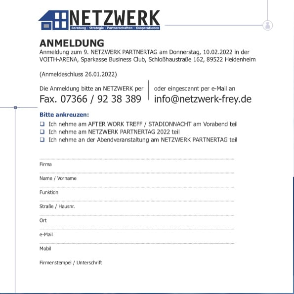Anmeldung 9. NETZWERK Partnertag 2022