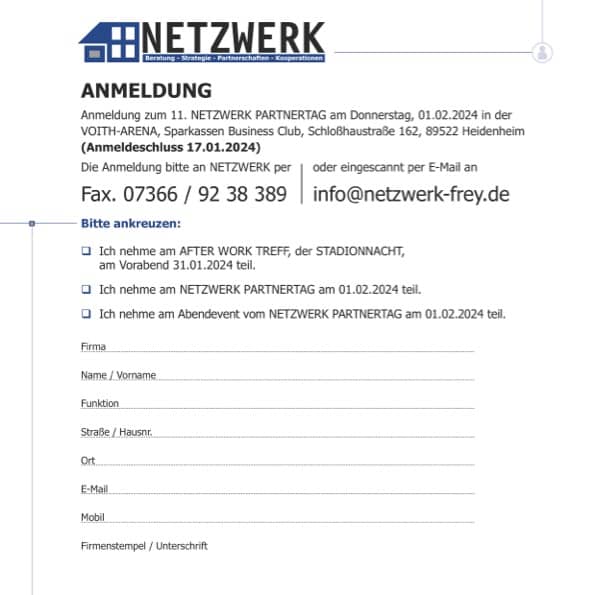 Anmeldung 11. NETZWERK Partnertag 2024